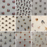 Linen Look Animals ROBIN/CAT/RABBIT/EWE/CHICKEN/PUG - Select Design - Sold By Half Metre