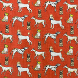 Polycotton 45" Print - Doggy Days - Red - Pop Up Shop - £2.50 Per Metre - Sold By The Metre