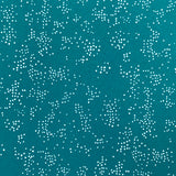 A jade green polyester jersey with white speckle dots all over the fabric. Kayes Textiles fabrics