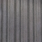 A stretch denim fabric in a charcoal colour with black stripes running throught it. Kayes Textiles Fabrics