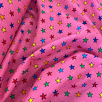 100% Cotton - Pink Multi Star  - Pop Up Shop - £2.50 Per Metre - Sold By The Metre