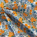 100% Cotton - Floral Fields Orange Burst - Pop Up Shop - £2.50 Per Metre - Sold By The Metre