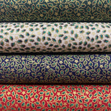 100% Cotton  - Christmas - Mini Holly Leaves - Select Colour - £8.50 Per Metre - Sold by Half Metre