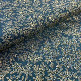 100% Cotton  - Christmas - Metallic Holly Leaves Outline - Select Colour - £8.50 Per Metre - Sold by Half Metre