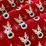 Christmas Polycotton Prints - Rudolph & Snowflake - Red - £3.00 Per Metre - Sold by Half Metre