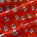 Christmas Polycotton Prints - Funky 80s Snowmen - £3.00 Per Metre - Sold by Half Metre