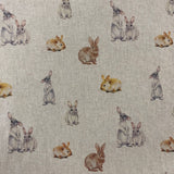 Linen Look Animals ROBIN/CAT/RABBIT/EWE/CHICKEN/PUG - Select Design - Sold By Half Metre
