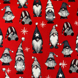 Christmas Brushed French Terry Jersey - Red Gnomes  - £14.50 Per Metre - Sold By Half Metre
