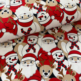 Brushed French Terry Jersey - Festive Santa Snowy and Friends  - £14.50 Per Metre - Sold By Half Metre