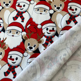 Brushed French Terry Jersey - Festive Santa Snowy and Friends  - £14.50 Per Metre - Sold By Half Metre