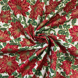 100% Cotton - Christmas - Poinsettia - Select Colour - £8.50 Per Metre - Sold by Half Metre