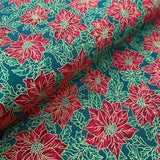 100% Cotton - Christmas - Poinsettia - Select Colour - £8.50 Per Metre - Sold by Half Metre