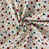 100% Cotton  - Christmas - Multi Star - Select Colour - £8.50 Per Metre - Sold by Half Metre