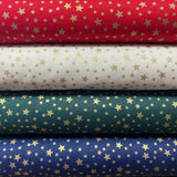 100% Cotton  - Christmas - Gold Metallic Star - Select Colour - £8.50 Per Metre - Sold by Half Metre