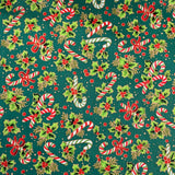 100% Cotton Poplin  - Christmas - Candy Canes And Holly - £6.50 Per Metre - Sold by Half Metre