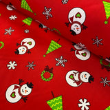 100% Cotton Poplin  - Christmas - Snowman And Trees - £6.50 Per Metre -  Sold by Half Metre