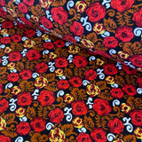 Fine Needlecord - Autumn Flowers - £8.80 Per Metre - Sold by Half Metre