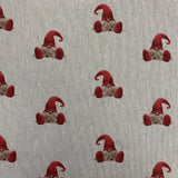Christmas Linen look - Red Gonk - £10.50 Per Metre - Sold By Half Metre