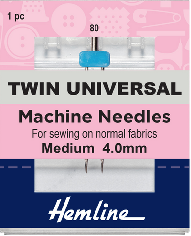 Machine Needles - Twin Universal - 4.0mm Medium 80/12