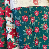 100% Craft Cotton- Christmas Poinsettia Designs - Select Design - £8.50 Per Metre - Sold by Half Metre
