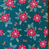 100% Craft Cotton- Christmas Poinsettia Designs - Select Design - £8.50 Per Metre - Sold by Half Metre