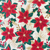 100% Craft Cotton- Christmas Poinsettia Designs - Select Design - £8.50 Per Metre - Sold by Half Metre