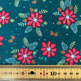 100% Craft Cotton- Christmas Poinsettia Designs - Select Design - £8.50 Per Metre - Sold by Half Metre