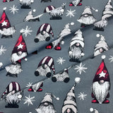 Christmas Brushed French Terry Jersey - Dark Grey Gnomes  - £14.50 Per Metre - Sold By Half Metre
