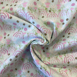 100% Brushed Flannel Cotton - Rainbow Flowers - £6.00 Per Metre - Sold By Half Metre