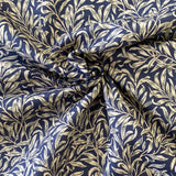 A navy cotton fabric with a willow design all over. Kayes Textiles Fabrics.