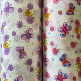 Polycotton Children's Print - Butterfly Flowers - Select Colour - £3.00 Per Metre - Sold by Half Metre