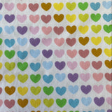 Polycotton Print - Hearts - Pastel - £3.00 Per Metre - Sold by Half Metre