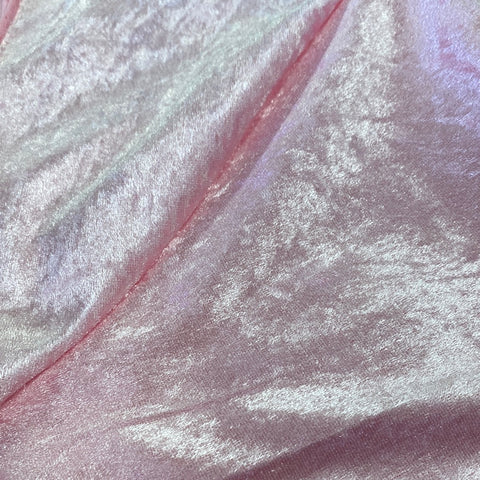 Remnant 310502 0.4m Crushed Velvet Baby Pink - 150cm Wide