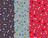 PAWS AND BONES AND MULTICOLOURED SHAPES - Select Colour - £4.00 Per Metre - Sold By Half Meter