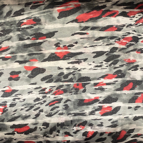 Jersey - Animal Print Graffiti - Red/Grey - Pop Up Shop - £2.50 Per Metre - Sold By The Metre
