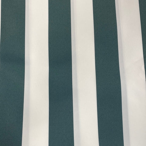 Remnant 161014 2m Waterproof Canvas - Green/White Stripe - 140cm  Wide approx