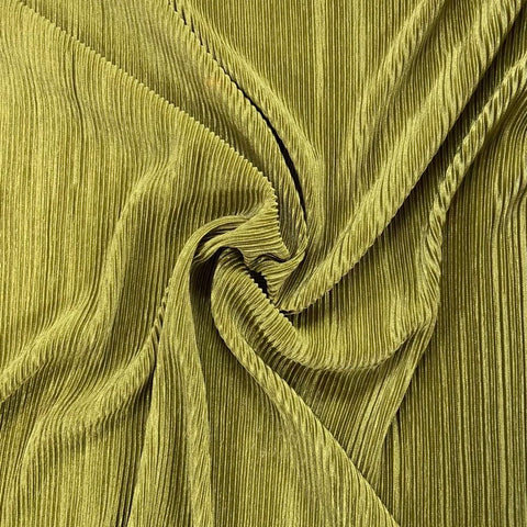 Pleated Poly Jersey - Green  - £6.00 Per Metre - Sold by the half metre