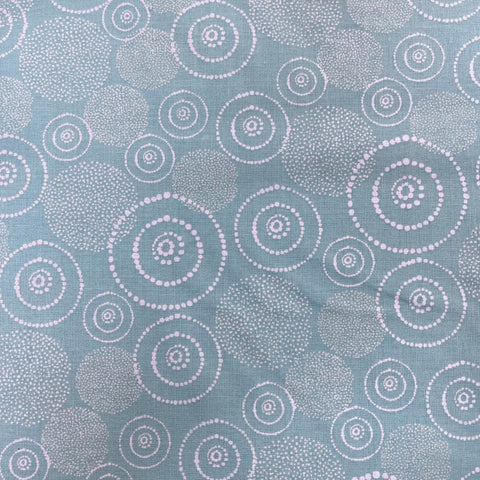 Remnant 70618 1.2m 100% Cotton  - Dotted Circles - Mint Green- 114cm Wide approx