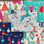 Bright colour Christmas Xmas Fat Quarters pack 100% cotton Kaye’s textiles Southend Westcliff Essex sewing patchwork crafts projects