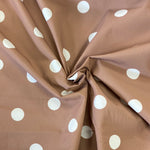 Mocha Spot Polyester Dress Fabric - Pop Up Shop - £2.50 Per Metre - Sold By The Metre