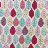 100% Cotton - Pink Leaves - £6.50 Per Metre - Sold by Half Metre