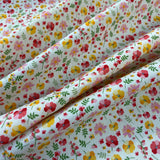 100% Cotton - White Summer Floral - £6.50 Per Metre - Sold by Half Metre