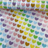 Polycotton Print - Hearts - Pastel - £3.00 Per Metre - Sold by Half Metre