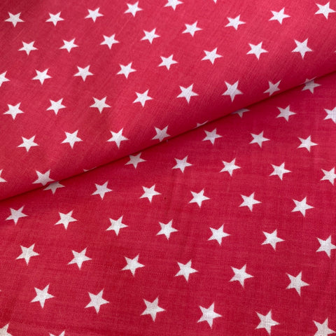 Remnant 010612 4m Polycotton Star - Pink - 114cm Wide Approx