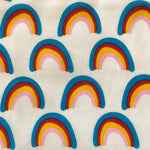 Polycotton Print  - Rainbow - White - £3.00 Per Metre - Sold by Half Metre