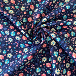 100% Cotton - Navy Summer Floral - £6.50 Per Metre - Sold by Half Metre