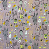 Polycotton Print - Bunny Rabbits - Lilac - £3.00 Per Metre - Sold by Half Metre