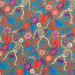 Polycotton Children's Print - Bones & Blooms - Select Colour - £3.00 Per Metre - Sold by Half Metre