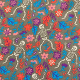 Polycotton Children's Print - Bones & Blooms - Select Colour - £3.00 Per Metre - Sold by Half Metre