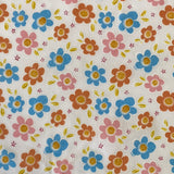 Polycotton Print - Summer Flowers - White - £3.00 Per Metre -  Sold by Half Metre